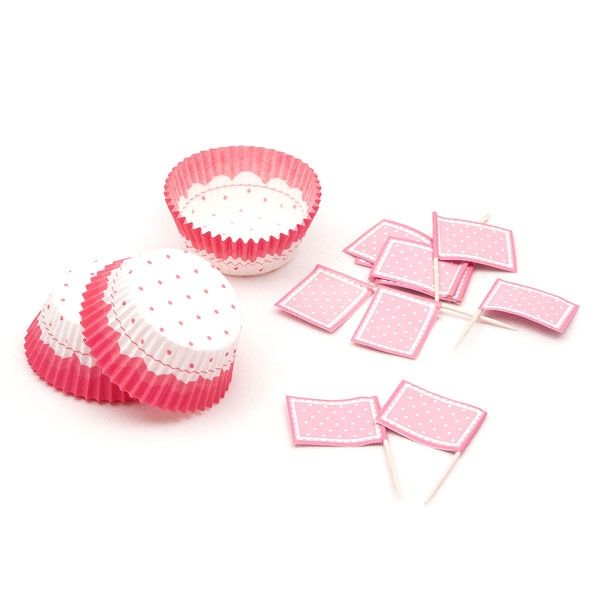 Muffinset, rosa gepunktet, 48-teilig Muffinset, rosa gepunktet, 48-teilig von Givi Italia