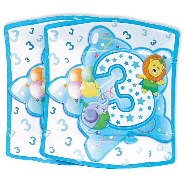 Partyteller, 3. Geburtstag Junge, 10 Stück, 23 cm