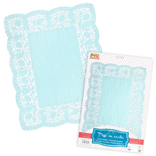 Spitzen-Deckchen aus Papier, 10 Stück, hellblau, 30 x 40 cm Spitzen-Deckchen aus Papier, 10 Stück, hellblau, 30 x 40 cm von Givi Italia