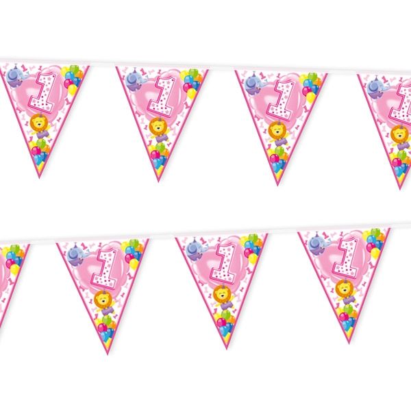 Wimpelkette, 1. Geburtstag Mädchen, 1 Stück, 3,6 m Wimpelkette, 1. Geburtstag Mädchen, 1 Stück, 3,6 m von Givi Italia