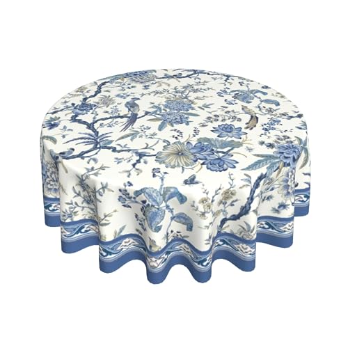 Giwawa Chinoiserie Tischdecke, rund, 152,4 cm, blau-weiße Blumen und Vögel, Tischdecke, klassisches Porzellan, floral, orientalischer Stil, wiederverwendbar, hitzebeständig, für Esszimmer, Küche, Giwawa Chinoiserie Tischdecke, rund, 152,4 cm, blau-weiße Blumen und Vögel, Tischdecke, klassisches Porzellan, floral, orientalischer Stil, wiederverwendbar, hitzebeständig, für Esszimmer, Küche, von Giwawa