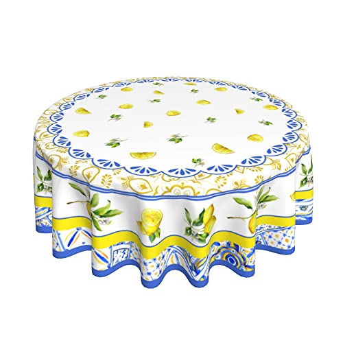 Giwawa Dekorative Zitronen-Tischdecke, rund, wasserdicht, knitterfrei, Tischdecken für Partys, Hochzeiten und Urlaub, Küche, Abendessen (152,4 cm, rund) von Giwawa