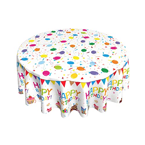 Giwawa Happy Birthday-Dekorationen, bunte Kuchen und Luftballons, runde Tischdecke, wasserdicht, strapazierfähig, Tischdecke für Geburtstagsparty, 152,4 cm Giwawa Happy Birthday-Dekorationen, bunte Kuchen und Luftballons, runde Tischdecke, wasserdicht, strapazierfähig, Tischdecke für Geburtstagsparty, 152,4 cm von Giwawa