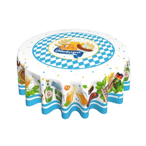 Giwawa Oktoberfest-Tischdecke, rund, 152,4 cm, bayerische Bierwurst, Brezel, Tischdecke, hitzebeständiges Polyestergewebe, blau-weiß kariert, Tischdecke für Küche, Esszimmer, Party, Urlaub, Dekoration Giwawa Oktoberfest-Tischdecke, rund, 152,4 cm, bayerische Bierwurst, Brezel, Tischdecke, hitzebeständiges Polyestergewebe, blau-weiß kariert, Tischdecke für Küche, Esszimmer, Party, Urlaub, Dekoration von Giwawa