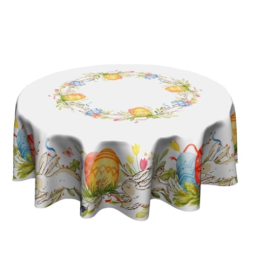 Giwawa Oster-Tischdecke, rund, 152,4 cm, niedlicher Hase, bunte Ostereier, Tischdecke für Küche, Esszimmer, Frühling, Kaninchen, Blume, Kreis, Tischdecke, Polyestergewebe, wasserdicht, für Urlaub, Giwawa Oster-Tischdecke, rund, 152,4 cm, niedlicher Hase, bunte Ostereier, Tischdecke für Küche, Esszimmer, Frühling, Kaninchen, Blume, Kreis, Tischdecke, Polyestergewebe, wasserdicht, für Urlaub, von Giwawa