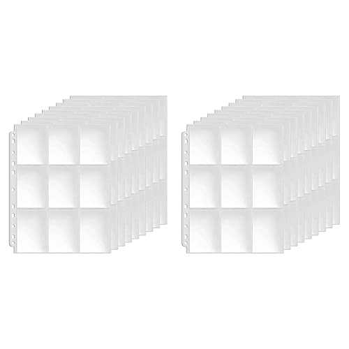 Giwnhvx 100 x doppelseitige Sammelkartenseiten, 9 Taschen, transparente Kunststoff-Spielkarten-Protektoren für 3-Ringbücher Giwnhvx 100 x doppelseitige Sammelkartenseiten, 9 Taschen, transparente Kunststoff-Spielkarten-Protektoren für 3-Ringbücher von Giwnhvx