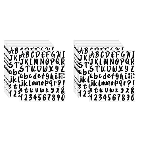 Giwnhvx 1440 Stück 20 Blatt selbstklebende Vinyl-Aufkleber, Alphabet-Buchstaben-Zahlen-Aufkleber für Briefkasten, Tür (schwarz, 2,5 cm) von Giwnhvx
