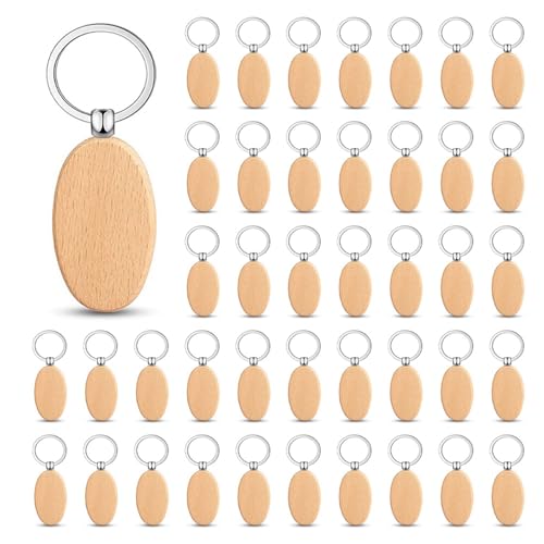 Giwnhvx 150 Stück Schlüsselanhänger aus Holz, oval, Holzgravur, Rohlinge, unlackiert, Schlüsselanhänger für DIY-Geschenk, Handwerk (oval) von Giwnhvx