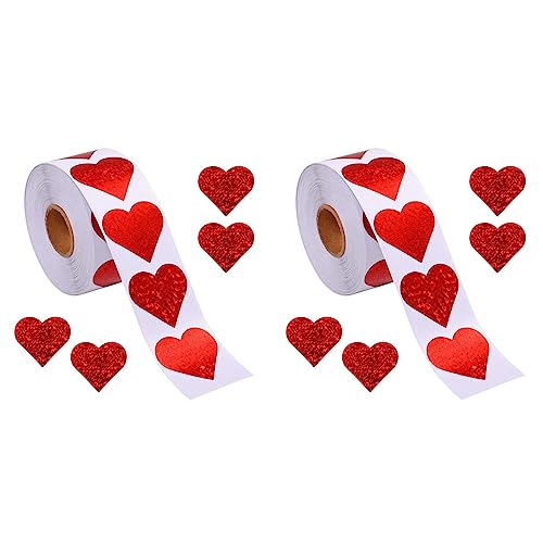 Giwnhvx 2 Rollen Valentinstag-Glitzer-Herz-Aufkleber, Herz-Aufkleber, Herz-Etiketten für Jubiläen, Hochzeiten (500 Stück/Rolle) von Giwnhvx