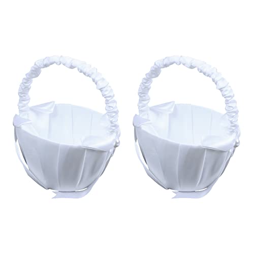 Giwnhvx 2 x weiße Satinperlen Hochzeit Blumenmädchen Korb Schleife Dekor Giwnhvx 2 x weiße Satinperlen Hochzeit Blumenmädchen Korb Schleife Dekor von Giwnhvx
