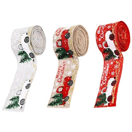 Giwnhvx 3 Rollen Weihnachtsbänder, dekorative Bänder für Bastelarbeiten, Schleifen, 5 cm x 5 m, hohe Qualität Giwnhvx 3 Rollen Weihnachtsbänder, dekorative Bänder für Bastelarbeiten, Schleifen, 5 cm x 5 m, hohe Qualität von Giwnhvx