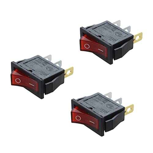 Giwnhvx 3 x Wippschalter, Ein-Aus, hell, bipolar, 28 x 10 mm, 250 V, 15 A, 3 Klemmen, Rot Giwnhvx 3 x Wippschalter, Ein-Aus, hell, bipolar, 28 x 10 mm, 250 V, 15 A, 3 Klemmen, Rot von Giwnhvx