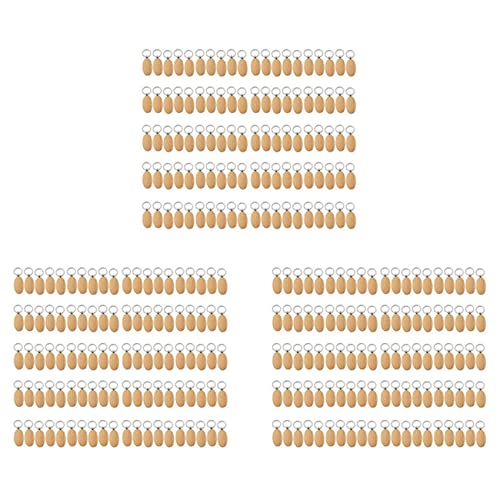 Giwnhvx 300 Stück blanko ovale Ellipsenschlüsselanhänger aus Holz, DIY-Promotion, Schlüsselanhänger, Werbegeschenke von Giwnhvx