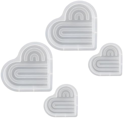 Giwnhvx 4 Stück gestreifte Herz-Kerzenform, cremeweißes Kieselgel, 3D-Liebesbogen, Basteln, Harz, Gips, Zement, Gießform Giwnhvx 4 Stück gestreifte Herz-Kerzenform, cremeweißes Kieselgel, 3D-Liebesbogen, Basteln, Harz, Gips, Zement, Gießform von Giwnhvx