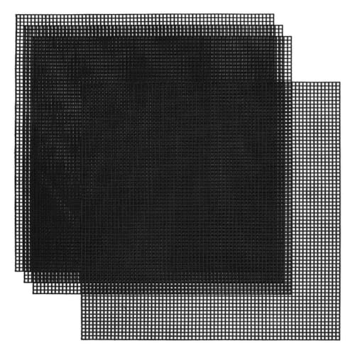 Giwnhvx 4 x Kunststoff-Leinwandbögen, 30 x 30 cm, quadratische Netzbögen, schwarze Kunststoff-Nadelspitze für Stickerei, Basteln, Garn, Stricken, Häkeln Giwnhvx 4 x Kunststoff-Leinwandbögen, 30 x 30 cm, quadratische Netzbögen, schwarze Kunststoff-Nadelspitze für Stickerei, Basteln, Garn, Stricken, Häkeln von Giwnhvx