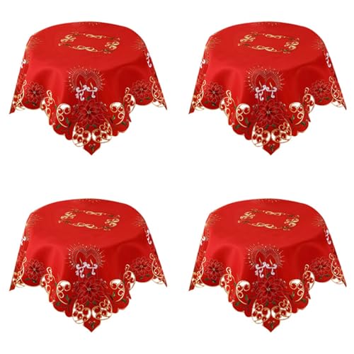 Giwnhvx 4 x bestickte Weihnachtstischdecke, ausgehöhlte runde Tischdecke, für Restaurantessen, 84 cm Giwnhvx 4 x bestickte Weihnachtstischdecke, ausgehöhlte runde Tischdecke, für Restaurantessen, 84 cm von Giwnhvx
