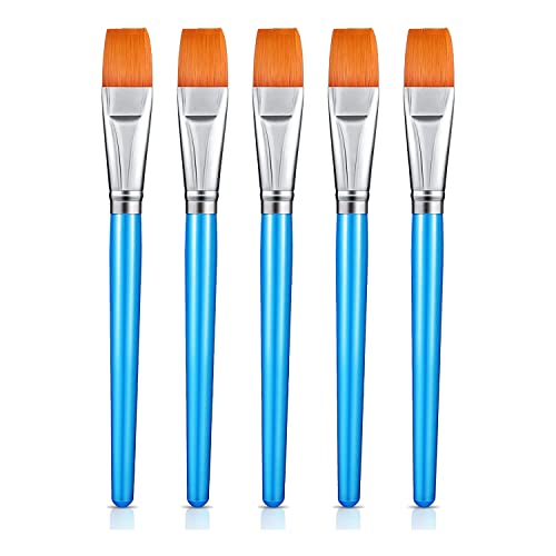 Giwnhvx 5 Stück flache Pinsel Acrylpinsel für Aquarellfarben Haarpinsel aus synthetischem Nylon Pinsel für Malerei Künstler 1 Zoll von Giwnhvx
