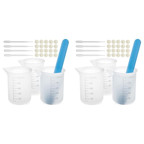Giwnhvx 6 x Silikon-Messbecher-Set mit Silikon-Rührstab, Pipetten, Fingerlinge zum Mischen von Epoxidharz, Formen Giwnhvx 6 x Silikon-Messbecher-Set mit Silikon-Rührstab, Pipetten, Fingerlinge zum Mischen von Epoxidharz, Formen von Giwnhvx