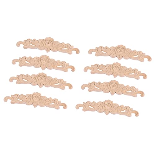 Giwnhvx 8 Stück 20 x 5 cm Gummi-Holz, geschnitzt, lange Onlay-Applikation, unlackierte Rose, Tür, Heimdekoration, europäischer Stil Giwnhvx 8 Stück 20 x 5 cm Gummi-Holz, geschnitzt, lange Onlay-Applikation, unlackierte Rose, Tür, Heimdekoration, europäischer Stil von Giwnhvx