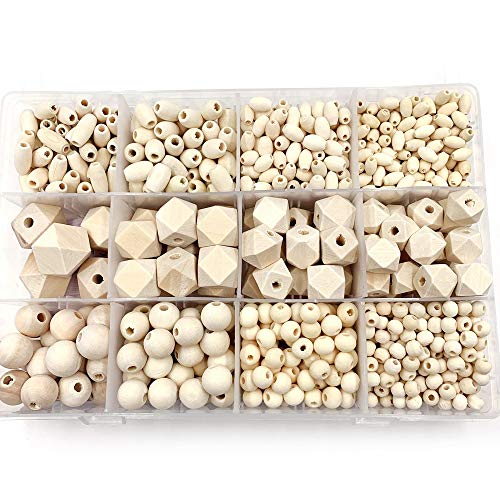 Giwnhvx 956 Stück/Set, unlackierte runde achteckige ovale Perlen, Naturholzperlen, Schmuckherstellung, handgefertigt für DIY-Schmuck Giwnhvx 956 Stück/Set, unlackierte runde achteckige ovale Perlen, Naturholzperlen, Schmuckherstellung, handgefertigt für DIY-Schmuck von Giwnhvx