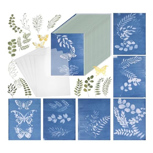 Giwnhvx Bedruckbares Papier-Set mit 10 transparenten Kunststoffbögen und Blatt-Schmetterlings-Vorlage, Papierbasteln, DIY, einfach zu verwenden, 100-teilig Giwnhvx Bedruckbares Papier-Set mit 10 transparenten Kunststoffbögen und Blatt-Schmetterlings-Vorlage, Papierbasteln, DIY, einfach zu verwenden, 100-teilig von Giwnhvx