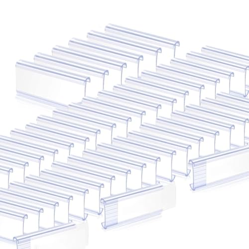 Giwnhvx Etikettenhalter aus Draht, 200 Stück, Kunststoff-Etiketten-Regal-Clips mit 200 weißen Kartensets (7,5 x 3,8 cm) von Giwnhvx
