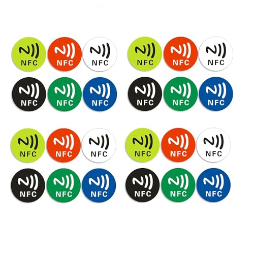 Giwnhvx NFC-Aufkleber Ntag213, universelles Etikett, RFID-Token, Patrol, 13,56 MHz, mehrfarbig, PVC + selbstklebender Aufkleber für Shortcut etc., 24 Stück Giwnhvx NFC-Aufkleber Ntag213, universelles Etikett, RFID-Token, Patrol, 13,56 MHz, mehrfarbig, PVC + selbstklebender Aufkleber für Shortcut etc., 24 Stück von Giwnhvx