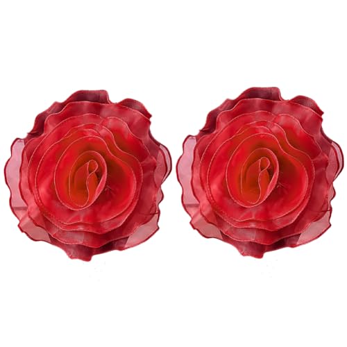 Giwnhvx Rote mehrschichtige dreidimensionale Gaze-Blumen-Corsage Hochzeitskleid Applikation Dekoration DIY dekorative Blumen Giwnhvx Rote mehrschichtige dreidimensionale Gaze-Blumen-Corsage Hochzeitskleid Applikation Dekoration DIY dekorative Blumen von Giwnhvx