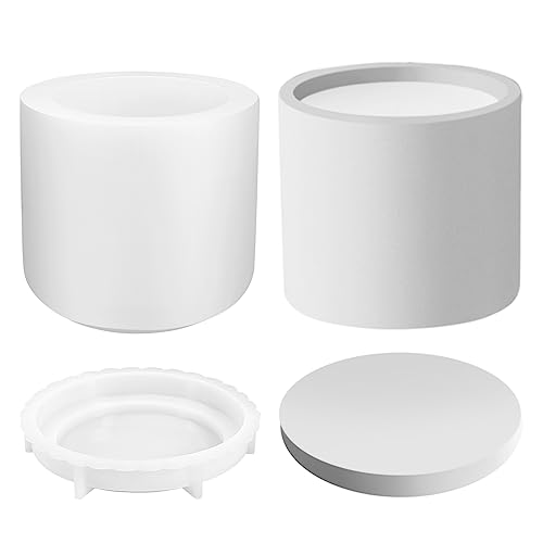 Giwnhvx Silikonform, Kerzenhalter, Gießform, Kerzenhalter mit Deckel, Kerze, Glas, Beton, Zylinder, Kerzenhalter (rund) von Giwnhvx