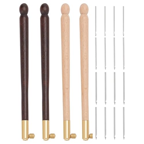 Giwnhvx Tambur-Haken-Set mit 12 Nadeln, Stickerei, Häkelnadeln, Holzgriff, Paillettenperlen, Nadel-Set, 4 Stück Giwnhvx Tambur-Haken-Set mit 12 Nadeln, Stickerei, Häkelnadeln, Holzgriff, Paillettenperlen, Nadel-Set, 4 Stück von Giwnhvx