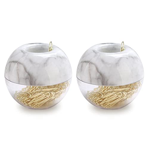 Giyofom Gold Bueroklammern in Eleganten Magnetischen Marmor Clip Halter, 28mm, 200 Clips Pro Box von Giyofom