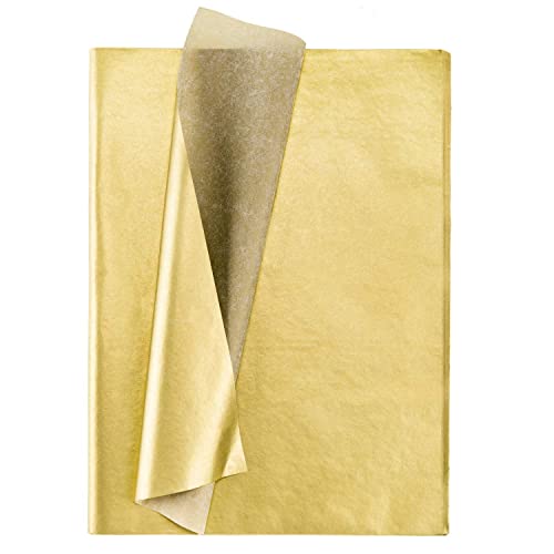Giyofom Gold Seiden Papier, 100 Blatt Metallic Verpackung Geschenkpapier für Geburtstag Feier, JubiläUm Valentinstag Geschenk Papier Dekoration von Giyofom