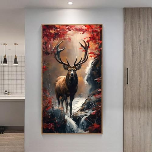 5D Diamond Painting Großes XXL, Diamant Painting Hirsch Diamond Art Erwachsene Full Eckige Steine DIY Diamant Kunst Malerei Stickerei Set Kreuzstich, für Home Wand Dekor 30x60 cm L-266 von Giyuco