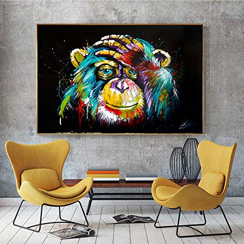 5D Diamond Painting Set, Abstrakter Affe DIY 5D Diamant Malerei Bilder Groß Arts Craft für Erwachsene, Kunsthandwerk Malerei Diamantkunst für Haus, Wand und Eingang Dekorationen Round Drill 70x35cm von Giyuco