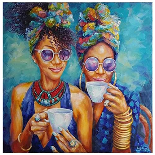 DIY Diamond Painting Set Diamant Gemälde Diamant Painting Erwachsener/Kinder Groß 5D Diamant Malerei Kit für Wanddekoration Wohnzimmer Schlafzimmer Büro Café Kaffee für Frauen Round Drill60x80cm von Giyuco