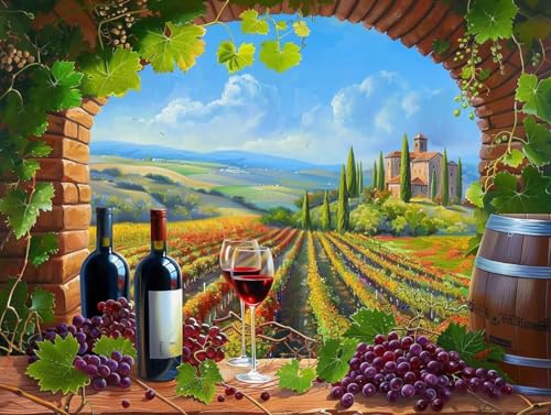 Diamond Painting Trauben Die Weinflasche, Diamond Painting Erwachsene, 5D Full Diamond Painting Kinder, Diamant Gemälde Kreuz Stickerei Set, Mosaikherstellung Handwerk für Heimdekoration 40x30cm P-585 Diamond Painting Trauben Die Weinflasche, Diamond Painting Erwachsene, 5D Full Diamond Painting Kinder, Diamant Gemälde Kreuz Stickerei Set, Mosaikherstellung Handwerk für Heimdekoration 40x30cm P-585 von Giyuco