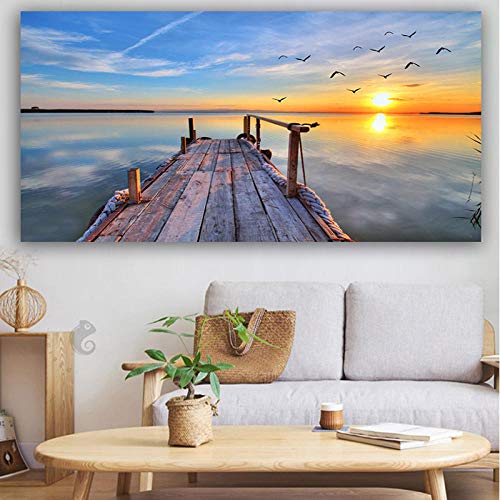 Giyuco DIY 5D Diamant Malerei Kits, Himmel Meer Sonnenaufgang Diamond 5D Paintings Set, Malen nach Zahlen Diamant, Groß Diamant Painting Bilder Arts Craft für Home Wand-Decor Square Drill 140x70cm von Giyuco