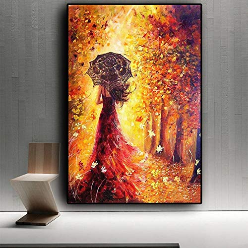 Giyuco Goldwaldmädchen Diamond Painting Set 5D Diamant Painting Bilder Groß DIY Diamant Malerei Vollbohrer Kit Cross Stickerei Malerei Kits für Home Wall Décor Square Drill 140x70cm von Giyuco