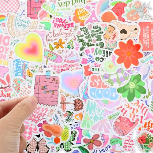 Gjinxi 200 Stück Niedliche Preppy Aufkleber Rosa Ästhetische Vinyl Sticker Wasserdicht für Wasserflaschen Laptop Telefon Tagebuch Inspirierende Dekoration für Damen Accessoires von Gjinxi
