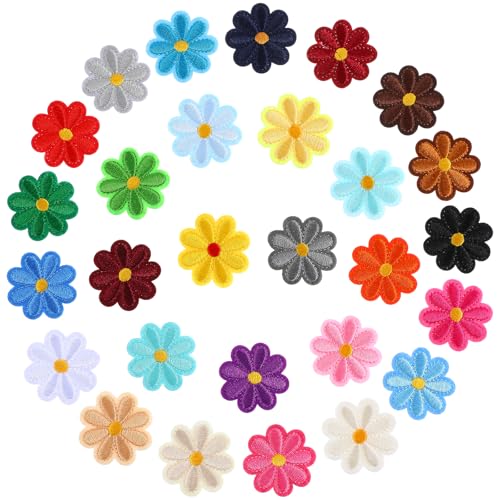 Gjinxi 28 Stück Blumen Flicken zum Aufbügeln Kinder, Patches zum Aufbügeln Bestickte Aufnäher Bügelbilder Aufbügelflicken für Jeans Kleidung T-Shirt DIY Rucksack Hut Dekoration von Gjinxi