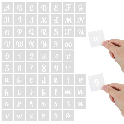 Gjinxi 66 Stück 5,1 cm große PET-Alphabet-Buchstabenschablonen, wiederverwendbare Buchstaben, Zahlen und Symbole, Schablonen für Bastelarbeiten, Holzkuchen, Malerei, Kunstprojekte, exquisite Gjinxi 66 Stück 5,1 cm große PET-Alphabet-Buchstabenschablonen, wiederverwendbare Buchstaben, Zahlen und Symbole, Schablonen für Bastelarbeiten, Holzkuchen, Malerei, Kunstprojekte, exquisite von Gjinxi