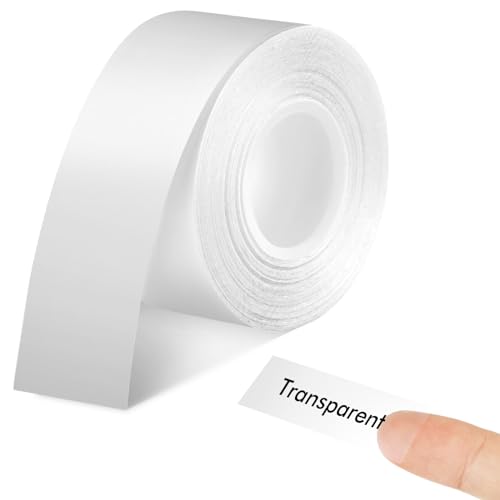 Gjinxi Gewidmet Etiketten Selbstklebend, 15 mm x 4 m D30 Thermo-Etikettenband Etiketten Wasserdicht, Selbstklebende Kompatibel Etikettenband, Selbstklebendes Etikettenbandersatz, 1 Rollen, Weiß von Gjinxi