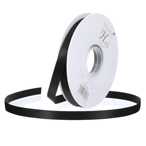 Gjinxi Trauerschleife Geschenkband Schwarz 45 Yards Schwarzes Band 0,3 Zoll Schleifenband Schwarz Doppelseitiges Für Geschenkverpackung Haarschleifen Blumenarrangements Hochzeitsdekoration und Basteln von Gjinxi