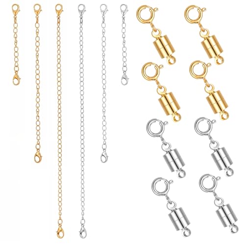Gjinxi Halsketten-Verlängerung und Halsketten-Verschluss, starke Anziehungskraft, Gold- und Silber-Armband-Verlängerung, Schmuck-Verschlüsse, Halsketten-Verschlüsse und -verschlüsse, 14 Stück von Gjinxi