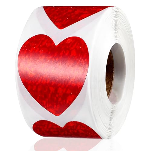 Gjinxi Rote Herz-Aufkleber, 500 Stück, 3,8 cm, glitzernd, selbstklebende Herz-Aufkleber für Frauen und Kinder, herzförmige Aufkleber, Valentinstag, Umschlag-Aufkleber, Fensteraufkleber für Geburtstag, Gjinxi Rote Herz-Aufkleber, 500 Stück, 3,8 cm, glitzernd, selbstklebende Herz-Aufkleber für Frauen und Kinder, herzförmige Aufkleber, Valentinstag, Umschlag-Aufkleber, Fensteraufkleber für Geburtstag, von Gjinxi