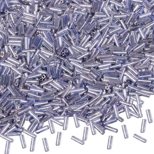 4000 Stück Röhrenperlen 2x7mm für Armbänder, Lange Glasperlen Hellblau Tube Gerade Röhrchen Bastelperlen Kleine für DIY Halskette Ohrring Handwerk von Gkelaly