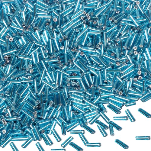 4000 Stück Röhrenperlen 2x7mm Rocailles Perlen für Armbänder, Lange Glasperlen Himmelblau Tube Perlen Gerade Röhrchen Perlen Bastelperlen Kleine Perlen für DIY Halskette Ohrring Handwerk von Gkelaly