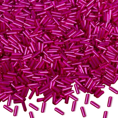 4000 Stück Röhrenperlen 2x7mm Rocailles Perlen für Armbänder, Lange Glasperlen Rosa Tube Perlen Gerade Röhrchen Perlen Bastelperlen Kleine Perlen für DIY Halskette Ohrring Handwerk von Gkelaly
