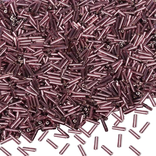 4000 Stück Röhrenperlen 2x7mm Rocailles Perlen für Armbänder, Lange Glasperlen Grau-Lila Tube Perlen Gerade Röhrchen Perlen Bastelperlen Kleine Perlen für DIY Halskette Ohrring Handwerk von Gkelaly
