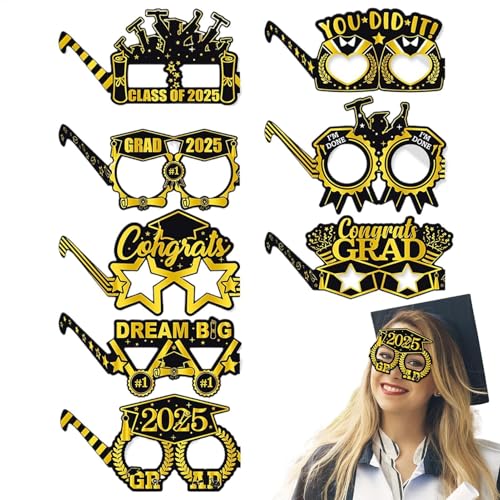 GkgWuxf Abschlussbrille, Fotokabine Requisite für den Abschluss,Schwarz Gold Abschlussfeier Dekorationen - Kreative College -Bildzubehör Brille für Mädchen, Frauen, Erwachsene GkgWuxf Abschlussbrille, Fotokabine Requisite für den Abschluss,Schwarz Gold Abschlussfeier Dekorationen - Kreative College -Bildzubehör Brille für Mädchen, Frauen, Erwachsene von GkgWuxf